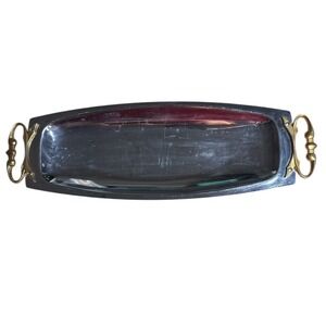Vintage Mid Century Kromex Chrome Long Serving‎ Tray With Handles Oblong